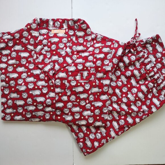 La Cera Soft Flannel Pajama Set Cottagecore Country Sheep Animal Print Size 4XL - Picture 6 of 10
